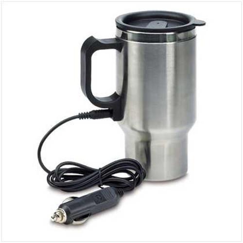 12v car auto adapter stainless steel heated travel  mug thermos  heating cup