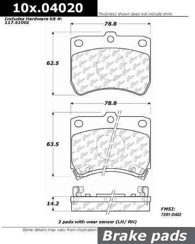 Centric 100.04020 brake pad or shoe, front-oe formula brake pads w/hardware