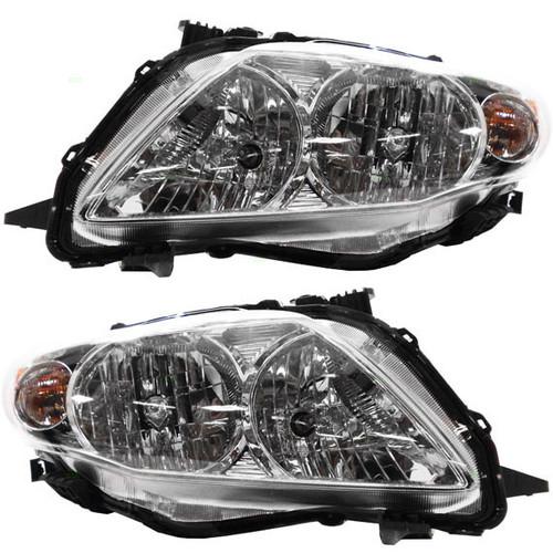 New pair set headlight headlamp housing assembly dot 09-10 toyota corolla