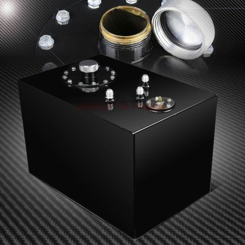 12 gallon top-feed black coated aluminum gas fuel cell tank/2" sump+level sender