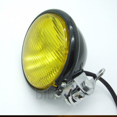 12v black motorcycle universal 5&#034; bulb headlight for racer bobber custom harley