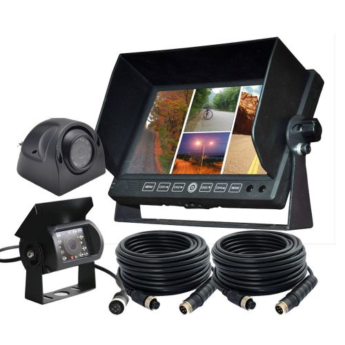 12v/24v 7&#034; 4-split screen monitor+side view+backup ccd camera for truck bus van