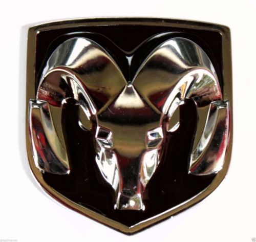 Dodge ram hood head emblem badge decal logo 3d sticker black chrome 42mm*45mm