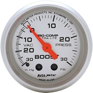 Auto meter 4303 ultra-lite series gauge 2&#034; boost/vacuum mechanical