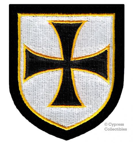 Knights templar shield biker patch religious christian military black iron-on