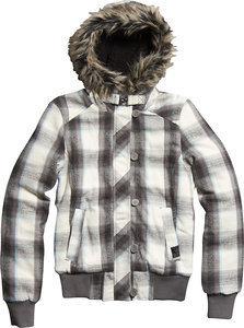 Fox racing back country womens plaid bomber jacket off white