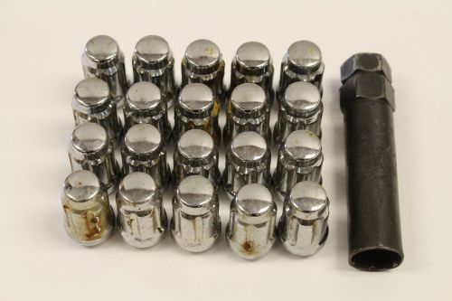 Gorilla m12x1.5 chrome spline drive wheel lug nuts w/ key used set of 20