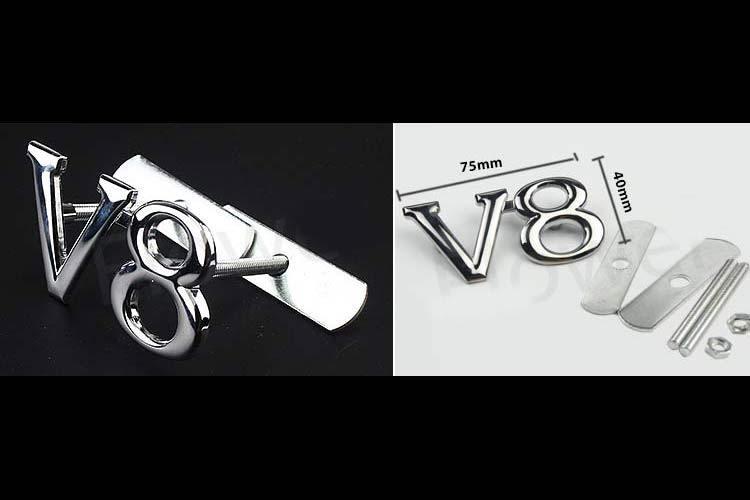 Chrome V8 Silver Metal Hood Rally Front Grille Grill Badge Emblem Decal, US $8.99, image 2
