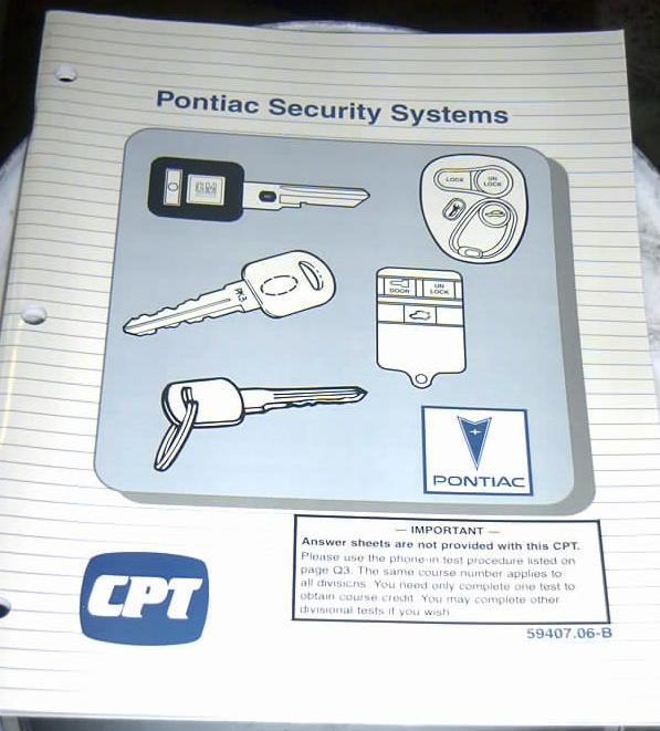 1998 pontiac security systems factory gm training manual