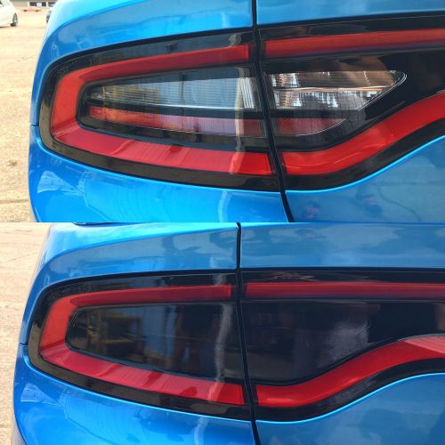 Dodge charger tail light tint overlay kit 2015-present dark smoke vinyl vvivid