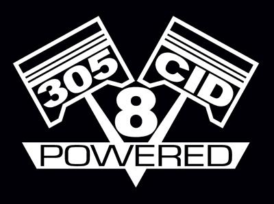 2 v8 305 cid engine piston decal set sticker emblems 5.0 liter decals
