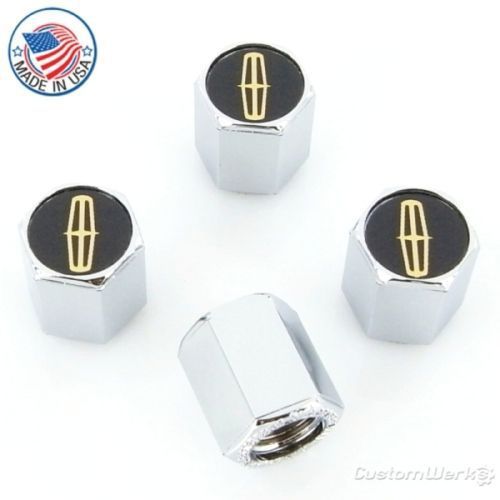 Sell Lincoln Gold Logo Tire Stem Chrome Valve Caps New! in Naperville