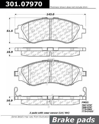 Centric parts 301.07970 front premium ceramic brake pads