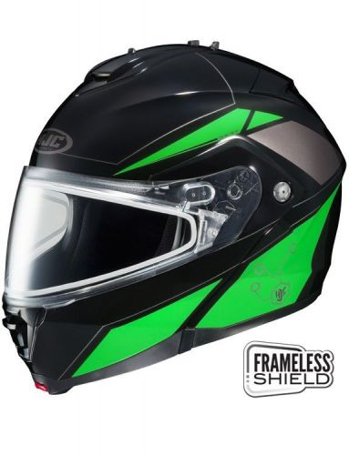 Hjc is-max 2 elemental snow helmet w/dual frameless shield green/black