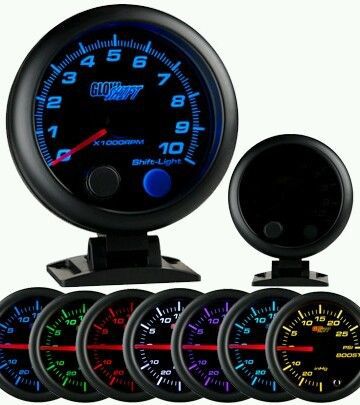 2 1/16 glowshift tinted 7 color led tachometer tach gauge meter kit