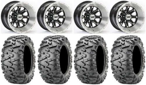 Sti hd4 machined golf wheels 12" 23x10-12 bighorn 2.0 tires ez-go &amp; club car