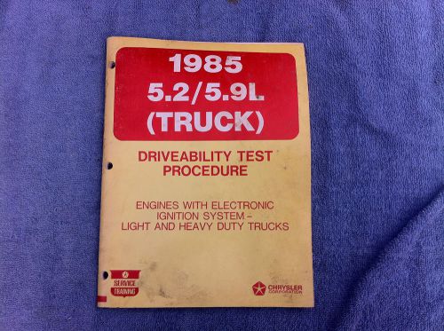 1985 85 chrysler 5.2l / 5.9l truck oem factory service - shop - repair manual
