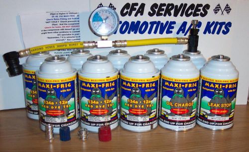 R12 adapters-10 refrigerant oil-stopleak hose gauge / fits any year r12 or r134a