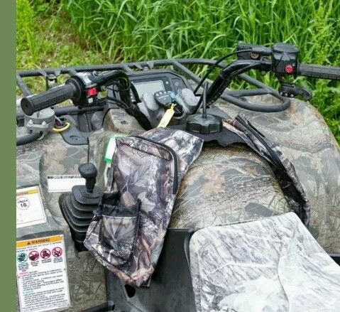 Camo 4-wheeler quad atv tank hunting storage saddlebag &amp; cup holder