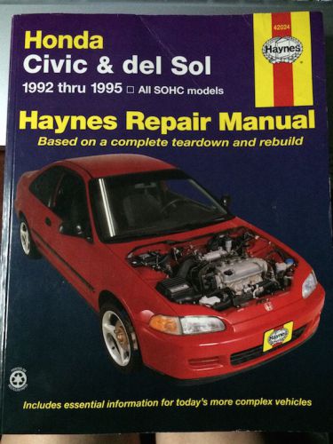 Haynes honda civic del sol repair manual 1992 1993 1994 1995