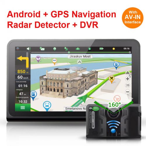7 inch car dvr android4.4 quad core radar detector with gps navigation tablet pc