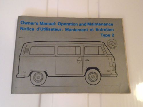 Factory original english/french 1972  vw type 2 van owner&#039;s manual