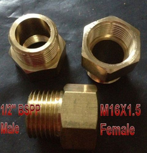 Pipe fitting 1/2&#034; bspp male to metric m16 m16x1.5 female brass adapter p-d3