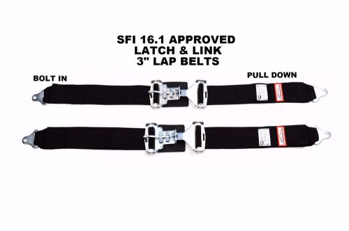 Racerdirect.net new pair 3&#034; latch &amp; link lap belt 2pt racing belt bolt in black