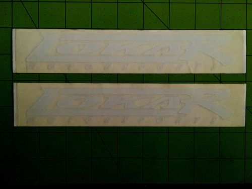 Lokar motorsports original vintage pair of white die cut decals racing stickers