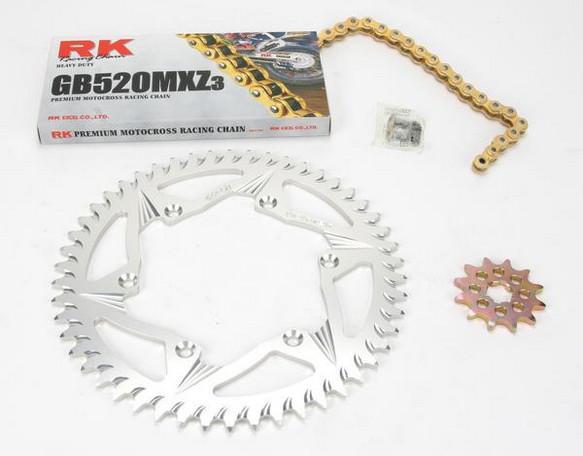 Rk chain/sprocket kit gb 520 mxz for kawasaki kx125 04-05
