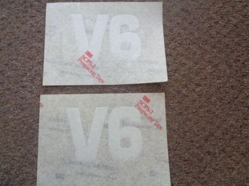 V6 decal pair ( 2 ) gray 6&#034; x 4 1/4&#034; marine boat