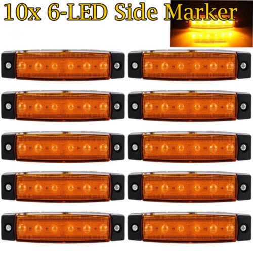 10 pcs orange amber 12v 6 led side marker indicators lights truck trailer bus
