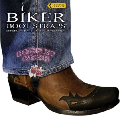 Biker boot straps red desert rose black 4" pants hold down bbs-dr4 new pair