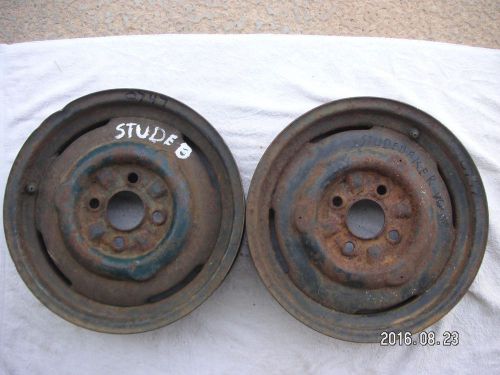 Pair studebaker wheels 15 inch x 4 inch.  4 on 4.5               my#0747pr