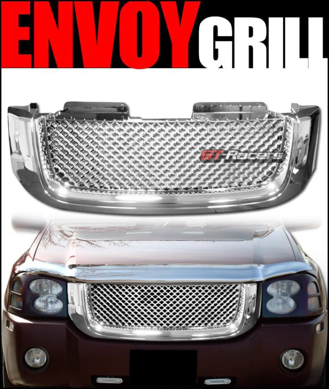 Chrome luxury vip mesh front hood bumper grill grille abs 2002-2008 gmc envoy