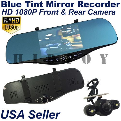 5.2&#034; full 1080p hd blue tint front/back up camera recorder #gd30 rearview mirror