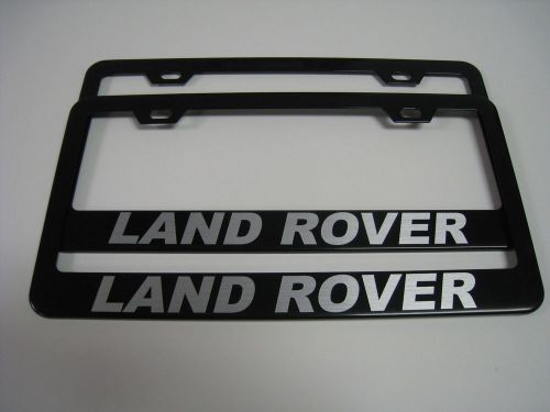 (2) black coated metal license plate frame - land rover