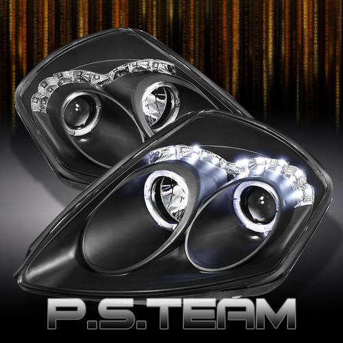 Black 00-05 eclipse dual halo projector headlights w/daytime led running lights