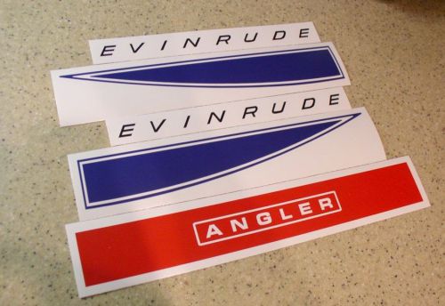 Evinrude angler 5 hp vintage motor outboard decal kit free ship+free fish decal