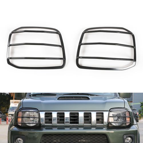 Pair front headlight lamp guard protector cover trim metal for jimny 07-2015