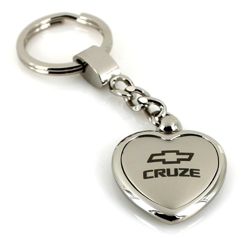 Chevy cruze chrome two tone heart shape keychain