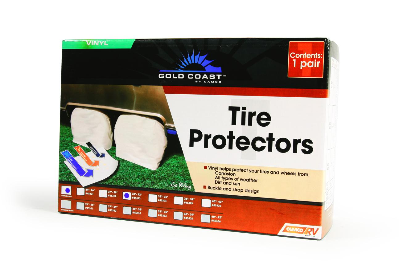 Camco 45332 cover wheel and tire protectors 27 inch colonial white