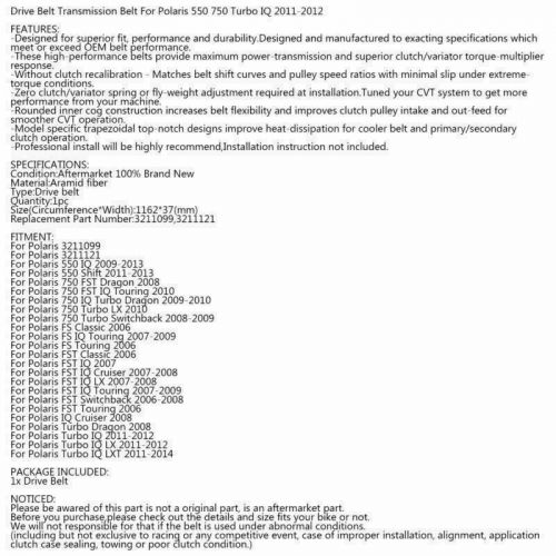 Drive Belt 3211099 3211121 Fit For Polaris 550 IQ Shift Turbo Dragon 2008 750 D, US $91.61, image 3