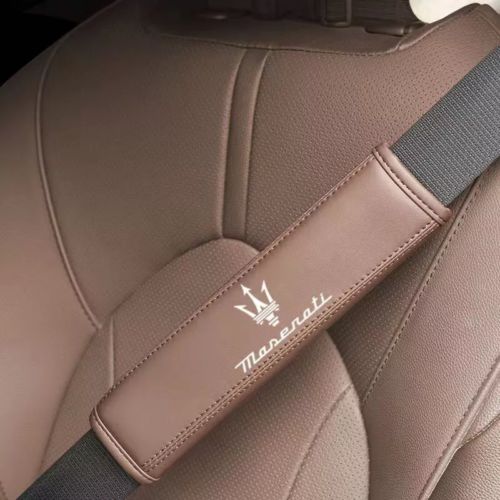 2pcs New Car Seat Belt Genuine Leather Shoulder Guard Cushion For Maserati Brown, US $23.99, image 8