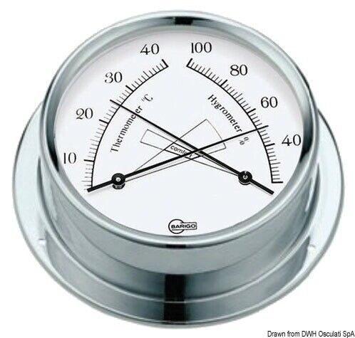 BARIGO Regatta Series Thermometer Hygrometer Chromed brass white dial 120x40mm, US $92.61, image 2