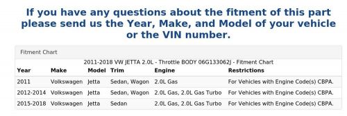 2011-2018 VW JETTA 2.0L - Throttle BODY 06G133062J, US $124.99, image 4