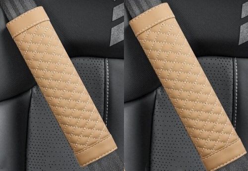 Beige 2Pcs Car Seat Belt Cover High Quality Leather Shoulder Pads Protector New, US $6.88, image 2
