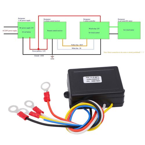 75ft Wireless Winch Remote Control Switch 434MHZ Receiver 12V 24V For SUV, US $13.46, image 4