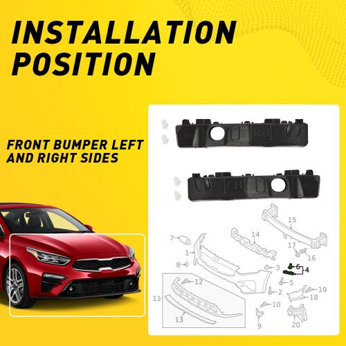For 2019 2020 2021 kia forte front bumper bracket retainers assembly set 2pcs