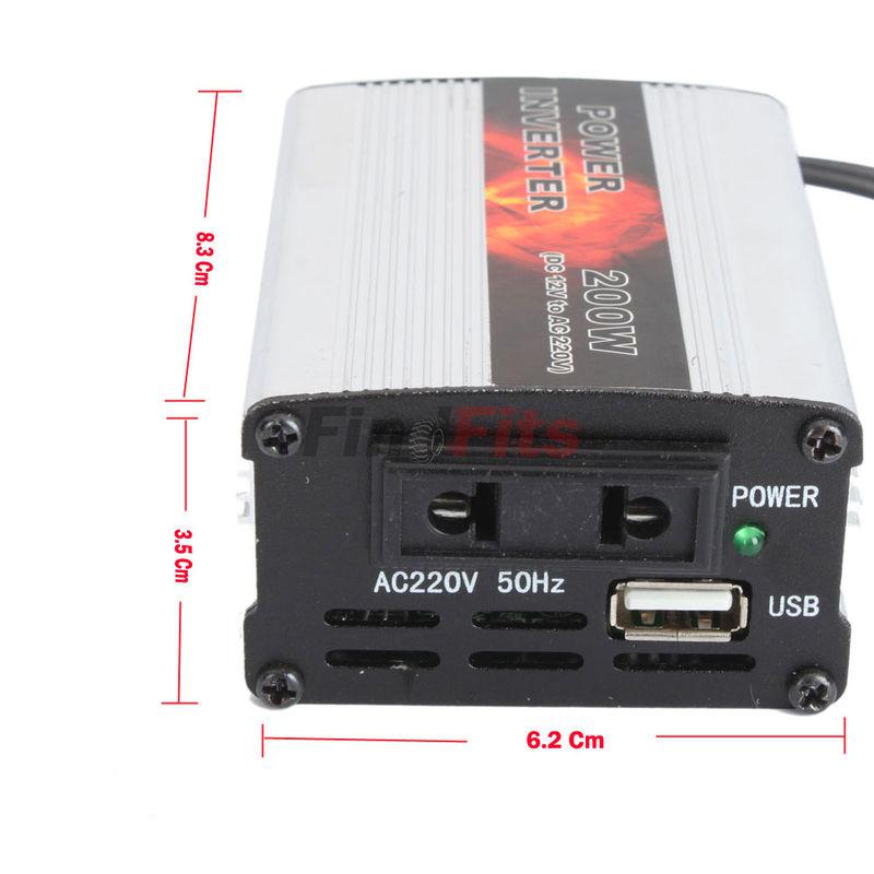 NEW 200W car Power inverter DC 12V TO AC 220V ac adapter USB charger , US $16.55, image 5